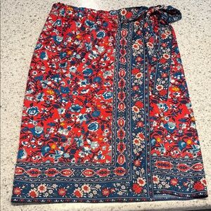 LOFT Pink and Blue Floral Wrap Skirt